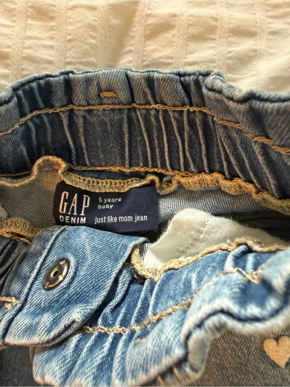 Gap Girls Blue Heart-Print Denim Jeans- Read